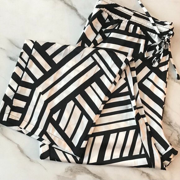 Attitudes by Renee Black & White Beach Pants with Pockets 1XT Like New - Picture 1 of 5